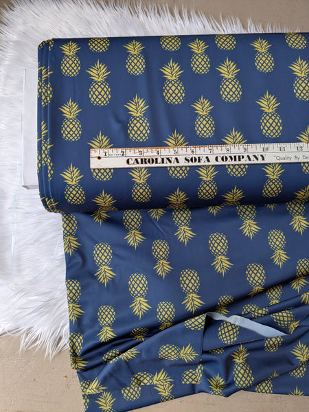 Navy & Gold Pineapples | Swimwear Fabric|By the Half Yard