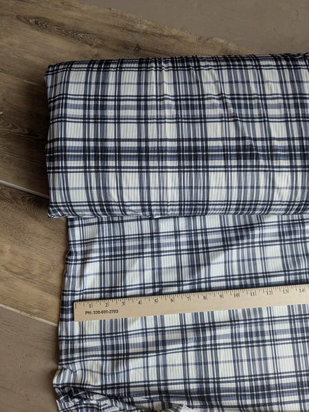 Black Variegated Plaid|Unbrushed Rib Knit|By the Half Yard
