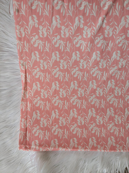 Salmon Leafy Print|Soft Rib Knit|By the Half Yard