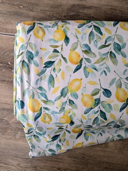Watercolor Lemons  |Double Brushed Poly|By the Half Yard