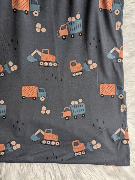 Work Zone on Charcoal | Double Brushed Poly|By the Half Yard