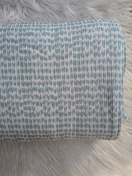 Soft Green Abstract Design| Poly Rib Knit |By the Half Yard