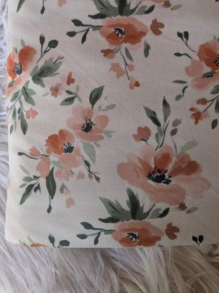 Dusty Salmon Fall Floral|Single Brushed Poly|By the Half Yard