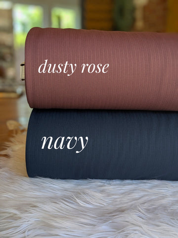 Dusty Rose or Navy Ideal Rib Knit| Solids| By the Half Yard