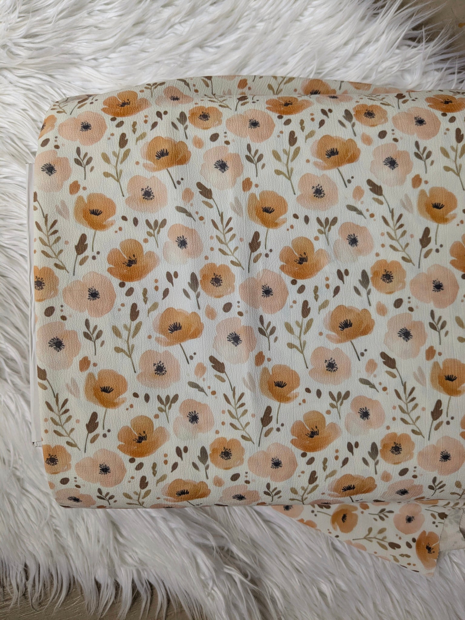 Custom Print| Butterscotch Blooms |Cloud Poly|  By the Half Yard