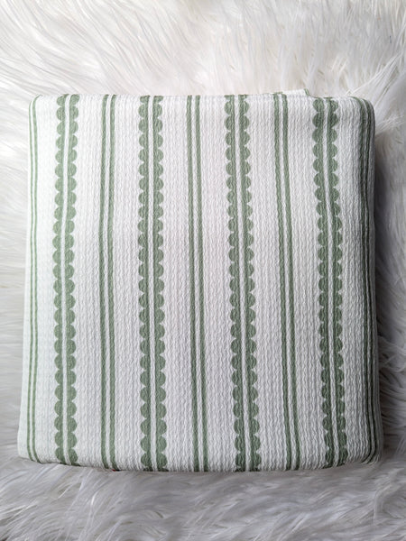 Custom Print |Green Scallops |Textured Missioni Knit| By the Half Yard