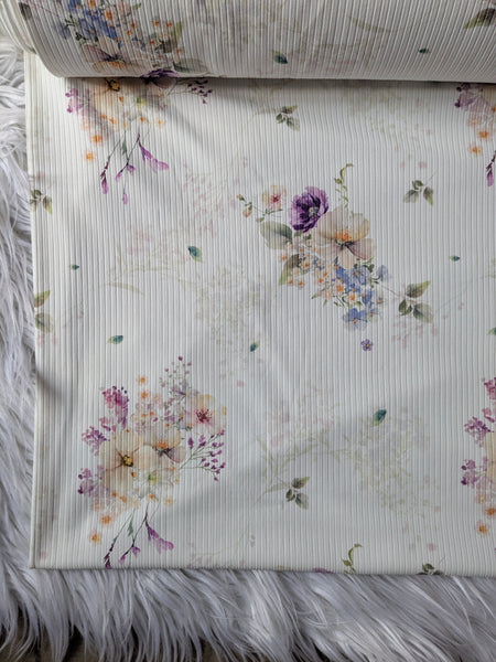 Purple Bouquet |Unbrushed Rib Knit|By the Half Yard