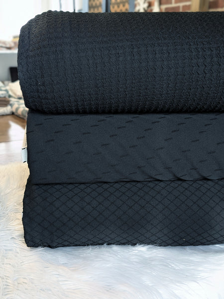 Textured Black Knits|Solids|By the Half Yard