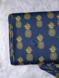 Navy & Gold Pineapples | Swimwear Fabric|By the Half Yard