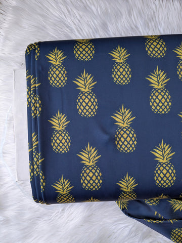 Navy & Gold Pineapples | Swimwear Fabric|By the Half Yard