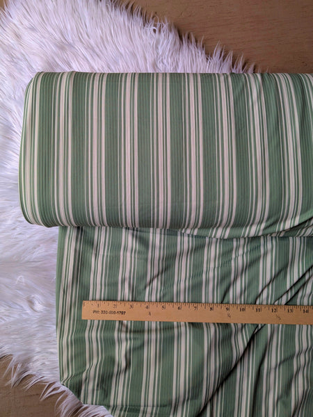Harbor Pinstripe Summer Sage |Unbrushed Reign Rib Knit|By the Half Yard