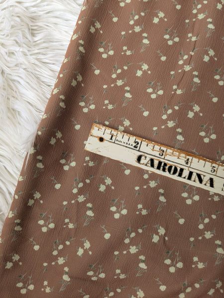 Custom Print|Petite Rosebuds on Mocha |Cloud Poly By the Half Yard