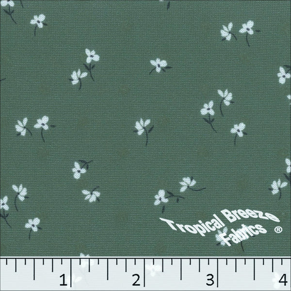Petite Floral on Dark Sage/Olive|Swiss Dot Poly Knit|By the Half Yard