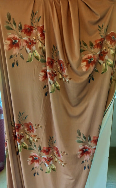 Large Fall Floral | Petite Poly Rib Knit {DTY like}|By the Half Yard