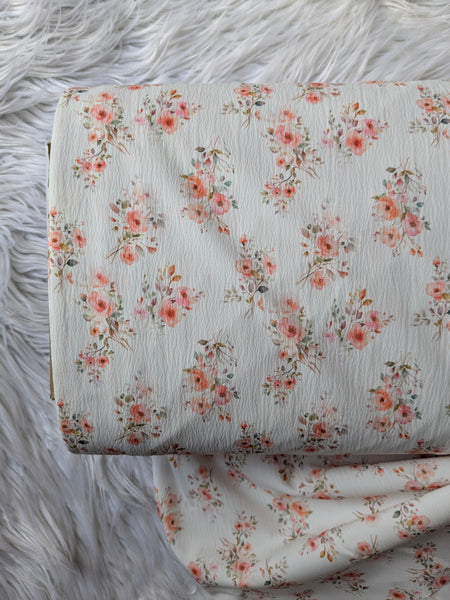 Petite Peach Bouquet| Summer Crush Crinkle Polyester|By the Half Yard