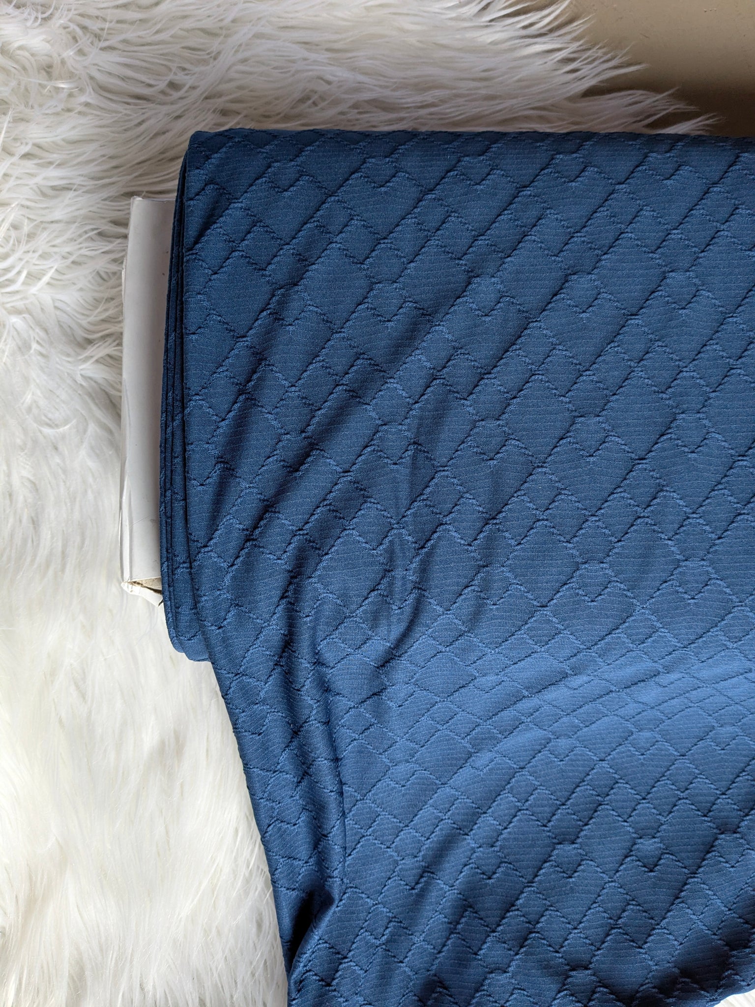 Dusty Navy Jacquard Knit| Textured Solids|By the Half Yard 55"wide