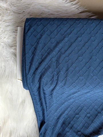 Dusty Navy Jacquard Knit| Textured Solids|By the Half Yard 55"wide