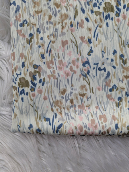 Custom Print| Spring Toss on Cream | Unbrushed Rib Knit|By the Half Yard