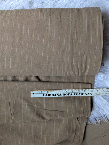 Mocha Linen Blend Pinstripes  | By the Half Yard