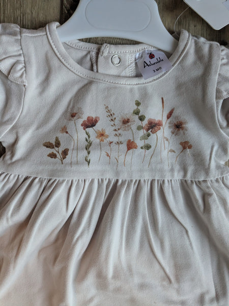 Autumn Floral Double Brushed Poly Knit Dress with Headband