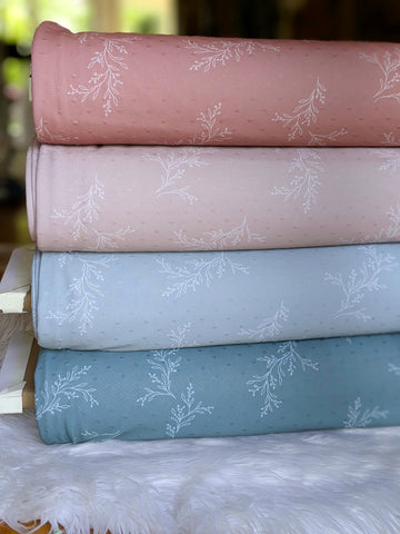 Ivory Sprigs |Swiss Dot Poly Knit|By the Half Yard