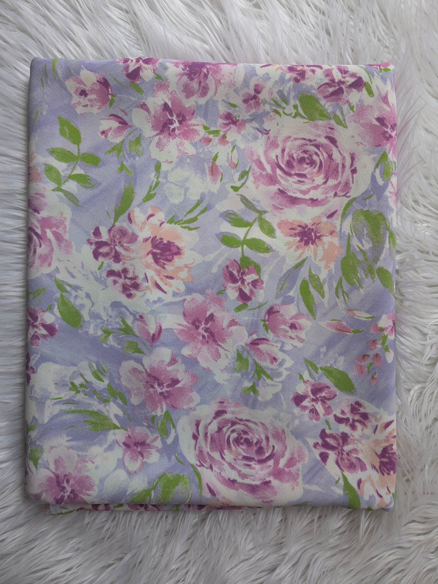 Orchid Floral on Lavender| Air Flow Polyester | By the Half Yard