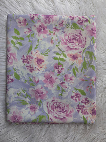 Orchid Floral on Lavender| Air Flow Polyester | By the Half Yard