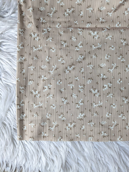 Custom Print|Petite Olive Clusters on Toffee |Unbrushed Variegated Rib Knit|By the Half Yard