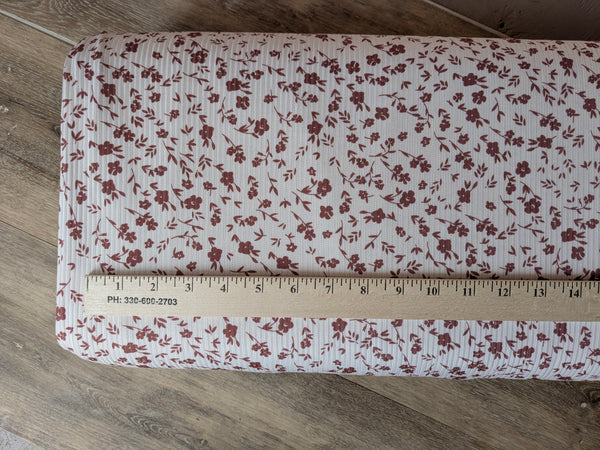 Custom Print| Rust Red Mini Print  | Unbrushed Rib Knit|By the Half Yard