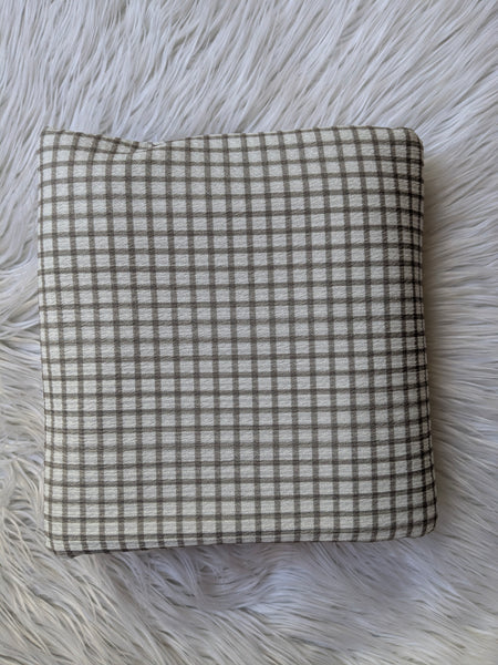 Custom Print |Light Brown Windowpane Plaid  |Textured Missioni Knit| By the Half Yard