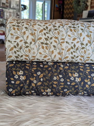 Custom Print|Leafy Print|Polyester Slub Linen Look| By the Half Yard