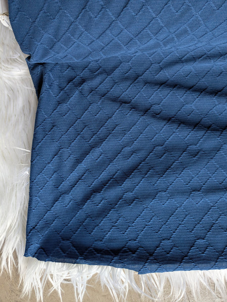 Dusty Navy Jacquard Knit| Textured Solids|By the Half Yard 55"wide