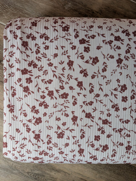 Custom Print| Rust Red Mini Print  | Unbrushed Rib Knit|By the Half Yard