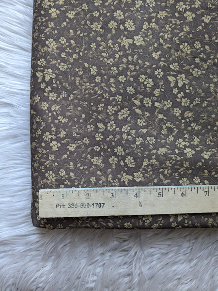 Vintage Brown Floral|Linen Cotton| By the Half Yard