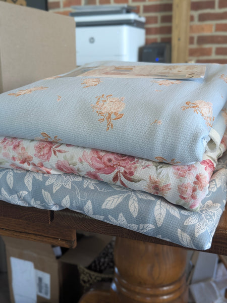 Loretta Floral in Soft Blue| Pebblestone Knit|By the Half Yard