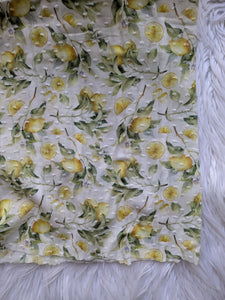 Lemons on Textured Stripe Cotton| By the Half Yard