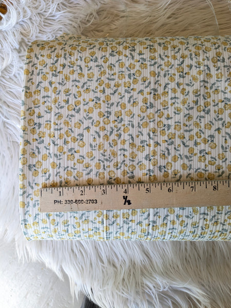 Custom Print| Yellow Mini Print| Polyester Petite Swiss Dot or Variegated Rib |By the Half Yard