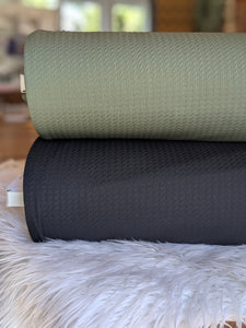 Black or Light Olive Cable Rib Knit| Textured Solids|By the Half Yard