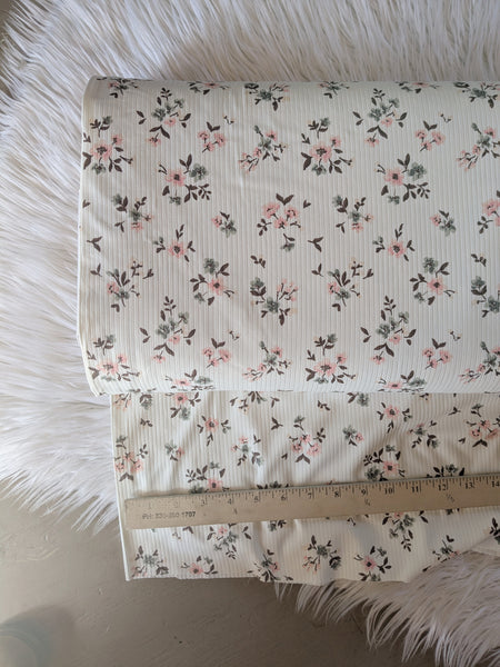 Tessa Floral |Unbrushed Rib Knit|By the Half Yard