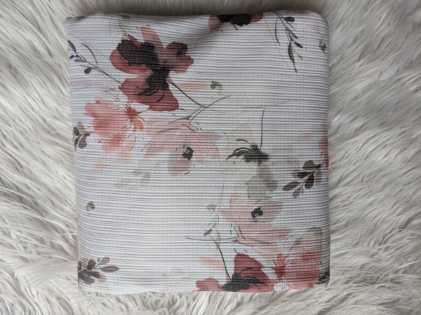 Watercolor Bouquet| Pointelle Rib Knit|By the Half Yard