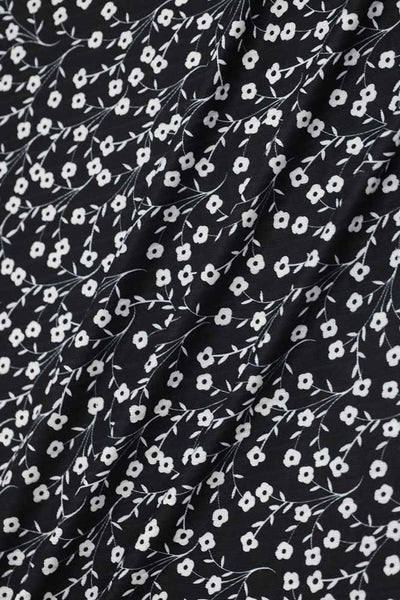 Black Mini Print| Yummy Rib Knit|By the Half Yard