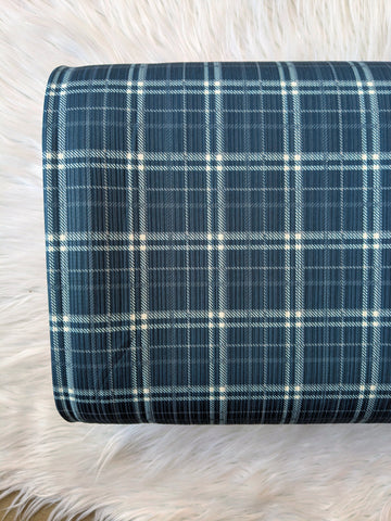 Winter Teal Plaid | Unbrushed Variegated Rib Knit|By the Half Yard