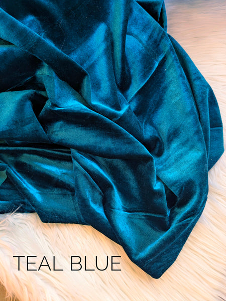 Teal Blue Stretch Velvet|Solids |By the Half Yard