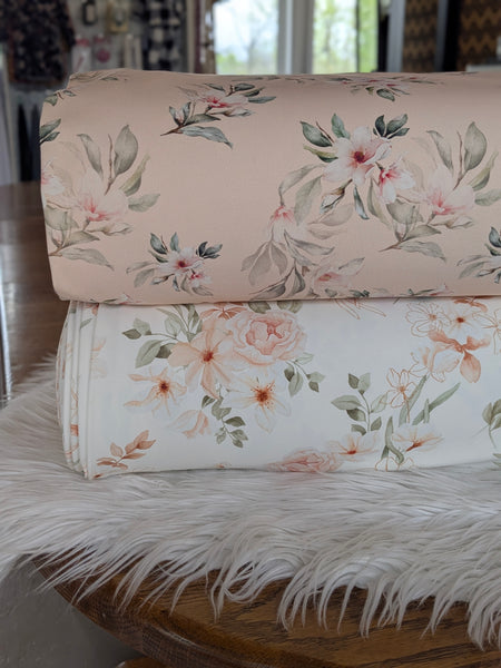 Peach Florals| Loulou Knit|By the Half Yard