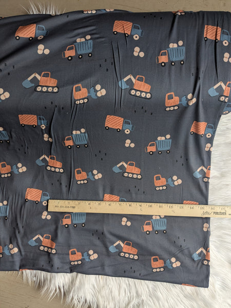 Work Zone on Charcoal | Double Brushed Poly|By the Half Yard
