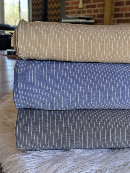 Polyester Pin Stripes Linen Look| By the Half Yard
