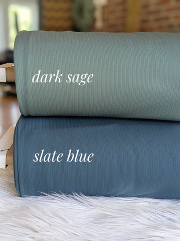 Sage or Slate Ideal Rib Knit| Solids| By the Half Yard