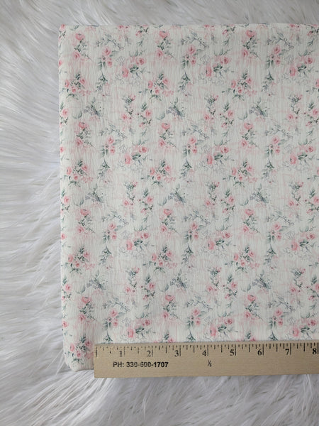 Blush Petite Roses| Summer Crush Crinkle Polyester|By the Half Yard