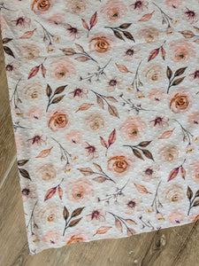 Custom Design | Watercolor Pink & Peach Floral | Swiss Dot Knit |By the Half Yard