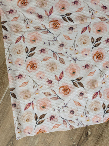 Custom Design | Watercolor Pink & Peach Floral | Swiss Dot Knit |By the Half Yard